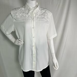 Kathy Che White Embroidered Top